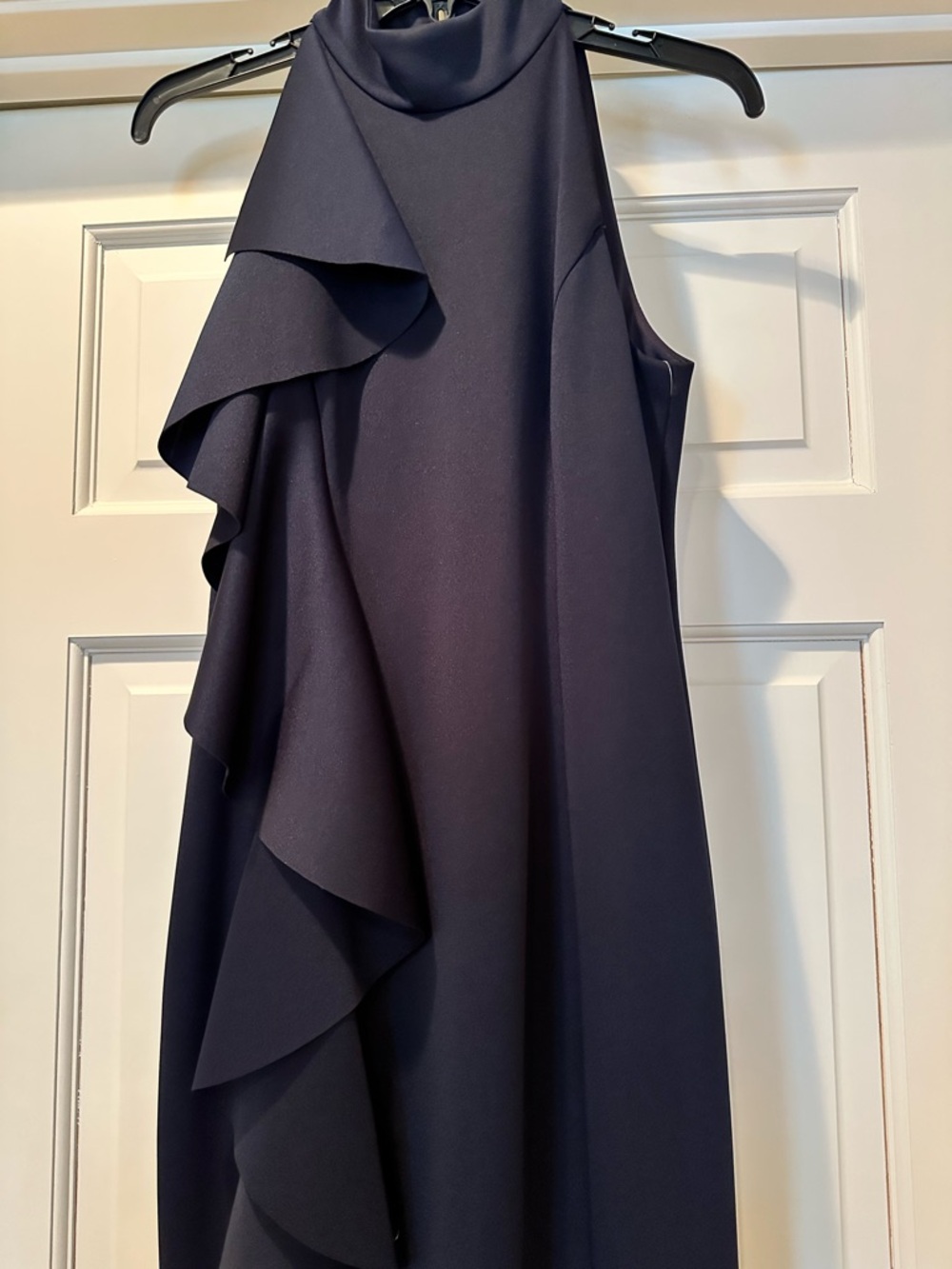 FORMAL Navy Ruffle Detail Halter Dress NWT